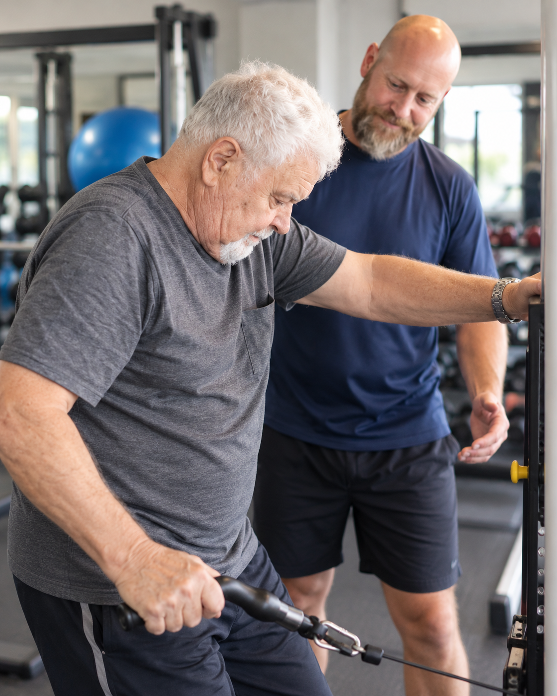 Older client working with Darryl during a movement session